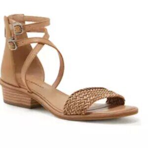 Lucky Brand Skipper Woven Zip Back Sandals-Tan- EUC